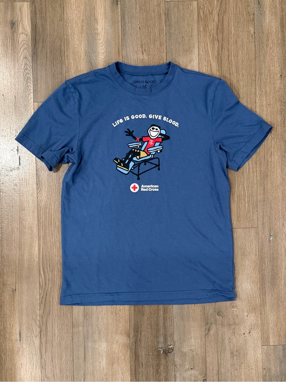 Life Is Good. Give Blood - Blue Short Sleeve Graphic Tee